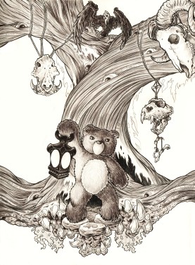 Bear-in-the-Woods-underpainting